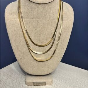 Elegant Gold Triple Strand Necklace